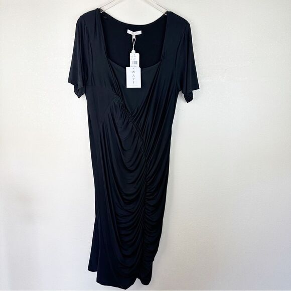 WAYF Black Slinky Bodycon Dress Midi Plus Size 2X - Picture 1 of 6